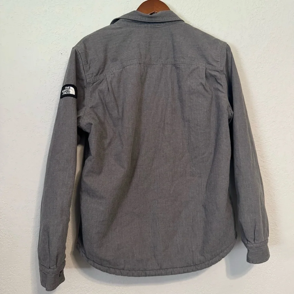 North Face Gray Sherpa Lined Shirt Jacket